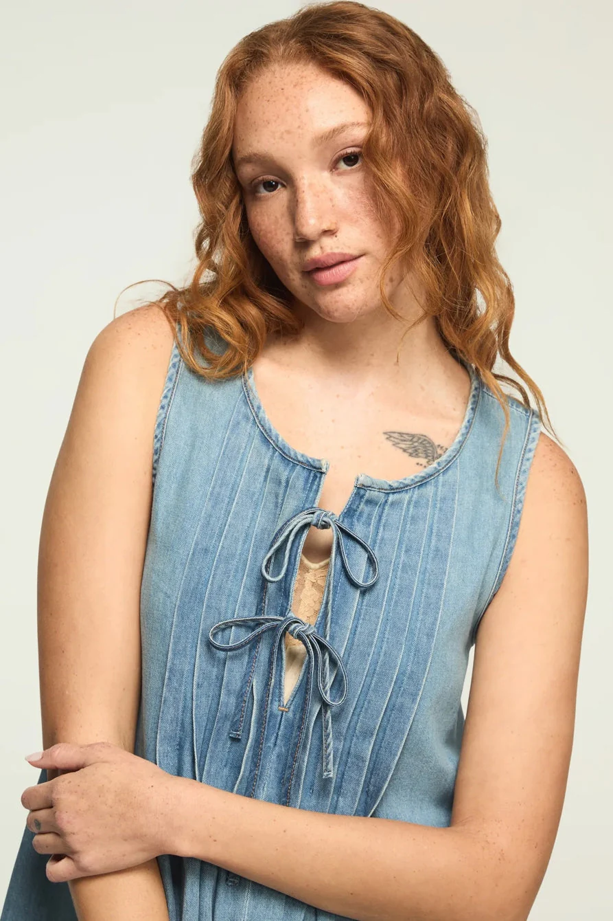 Lucky Brand Women's Pleated Denim Mini Dress - Nice Out Wash - Image 2