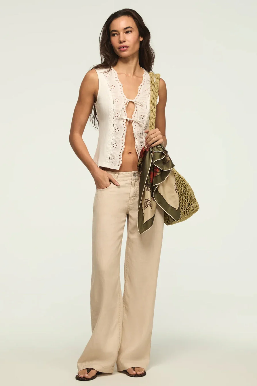 Lucky Brand Women's Baggy Linen Wide Leg Pant - Moonstruck - Image 2