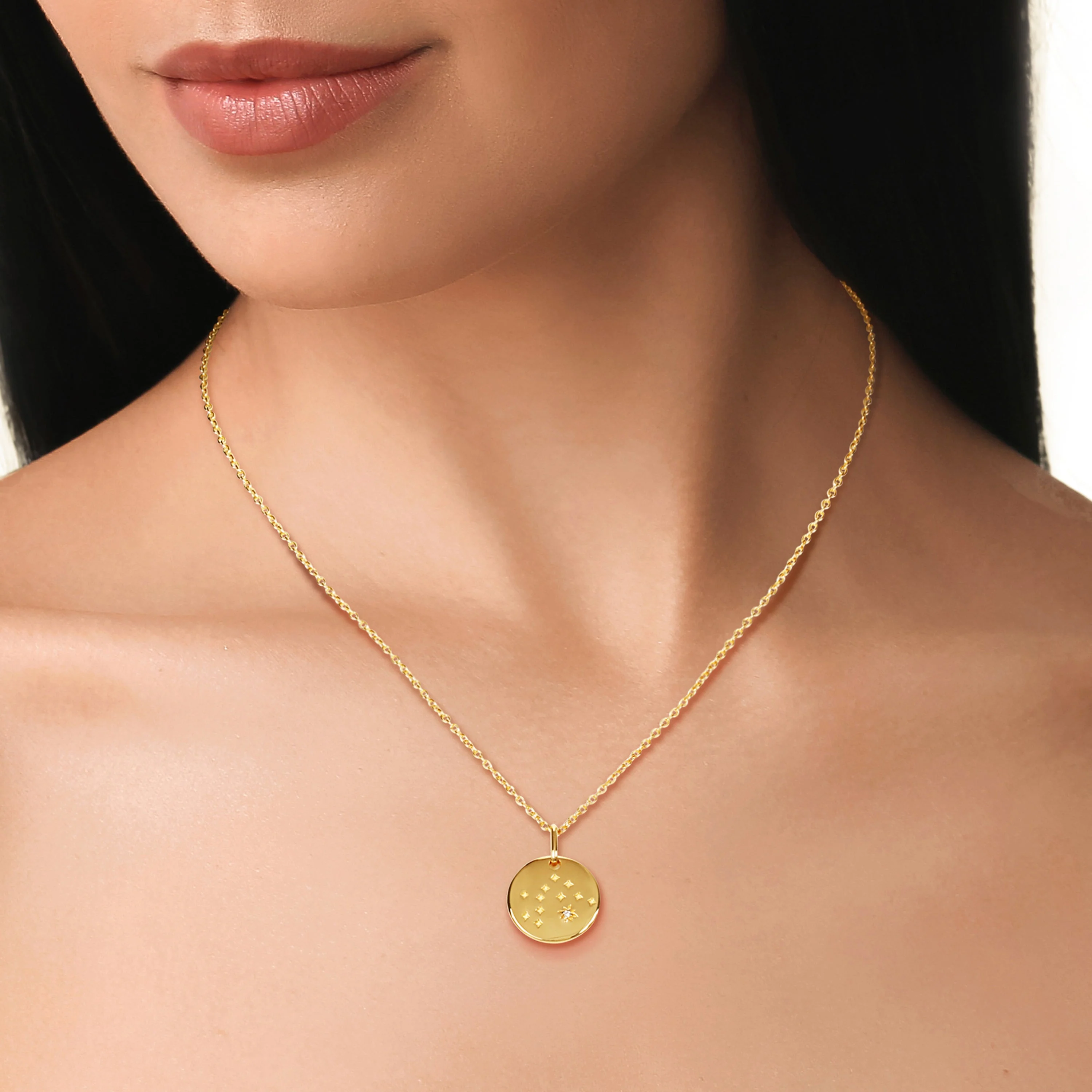 18k Gold Vermeil White Sapphire Zodiac Pendant Necklace - Image 2