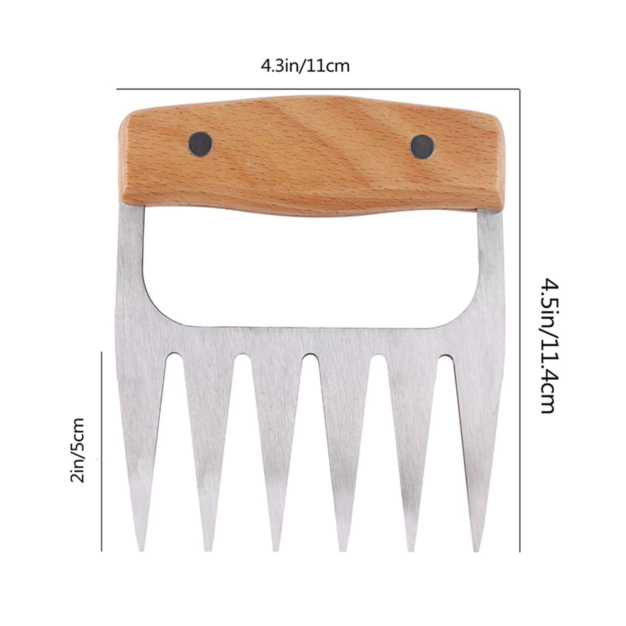 1947Kitchen Stainless Steel Meat-Shredding Claws With Wooden Handle - Image 4