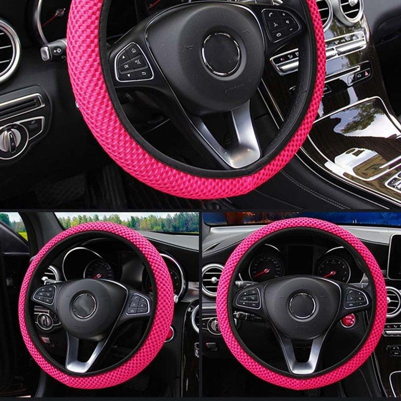 1Pcs Ice Silk Steering Wheel Cover Non-Slip Car Wheel Cover Protector Breathable Microfiber Universal For Leather Viscose, Breathable, Anti-Slip Steering Wheel Cover Wear-resistant Anti-slip Car Accessories Black Red Rose Gray Beige Purple - Image 14