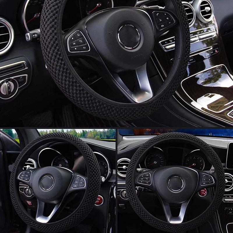 1Pcs Ice Silk Steering Wheel Cover Non-Slip Car Wheel Cover Protector Breathable Microfiber Universal For Leather Viscose, Breathable, Anti-Slip Steering Wheel Cover Wear-resistant Anti-slip Car Accessories Black Red Rose Gray Beige Purple - Image 17