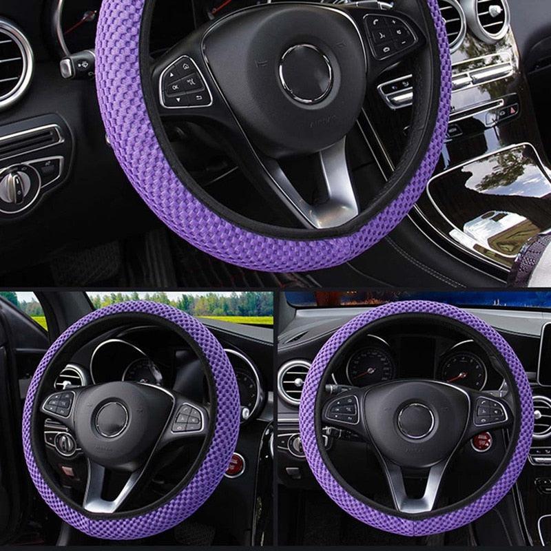 1Pcs Ice Silk Steering Wheel Cover Non-Slip Car Wheel Cover Protector Breathable Microfiber Universal For Leather Viscose, Breathable, Anti-Slip Steering Wheel Cover Wear-resistant Anti-slip Car Accessories Black Red Rose Gray Beige Purple - Image 19