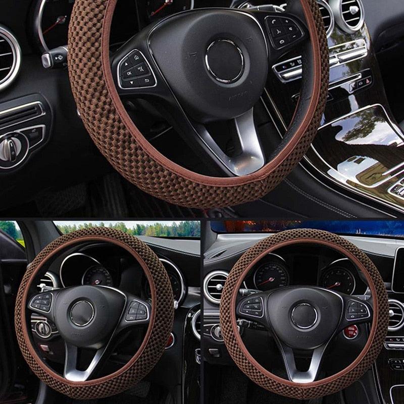 1Pcs Ice Silk Steering Wheel Cover Non-Slip Car Wheel Cover Protector Breathable Microfiber Universal For Leather Viscose, Breathable, Anti-Slip Steering Wheel Cover Wear-resistant Anti-slip Car Accessories Black Red Rose Gray Beige Purple - Image 3