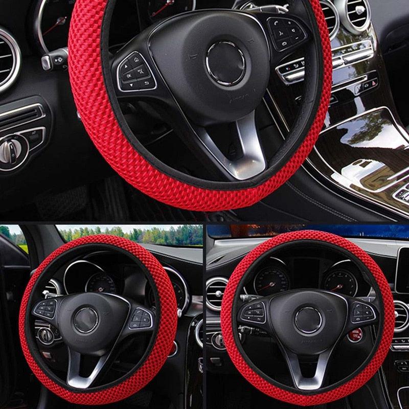 1Pcs Ice Silk Steering Wheel Cover Non-Slip Car Wheel Cover Protector Breathable Microfiber Universal For Leather Viscose, Breathable, Anti-Slip Steering Wheel Cover Wear-resistant Anti-slip Car Accessories Black Red Rose Gray Beige Purple - Image 6