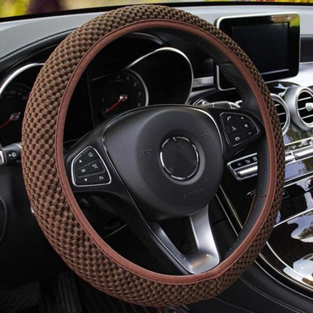1Pcs Ice Silk Steering Wheel Cover Non-Slip Car Wheel Cover Protector Breathable Microfiber Universal For Leather Viscose, Breathable, Anti-Slip Steering Wheel Cover Wear-resistant Anti-slip Car Accessories Black Red Rose Gray Beige Purple - Image 9