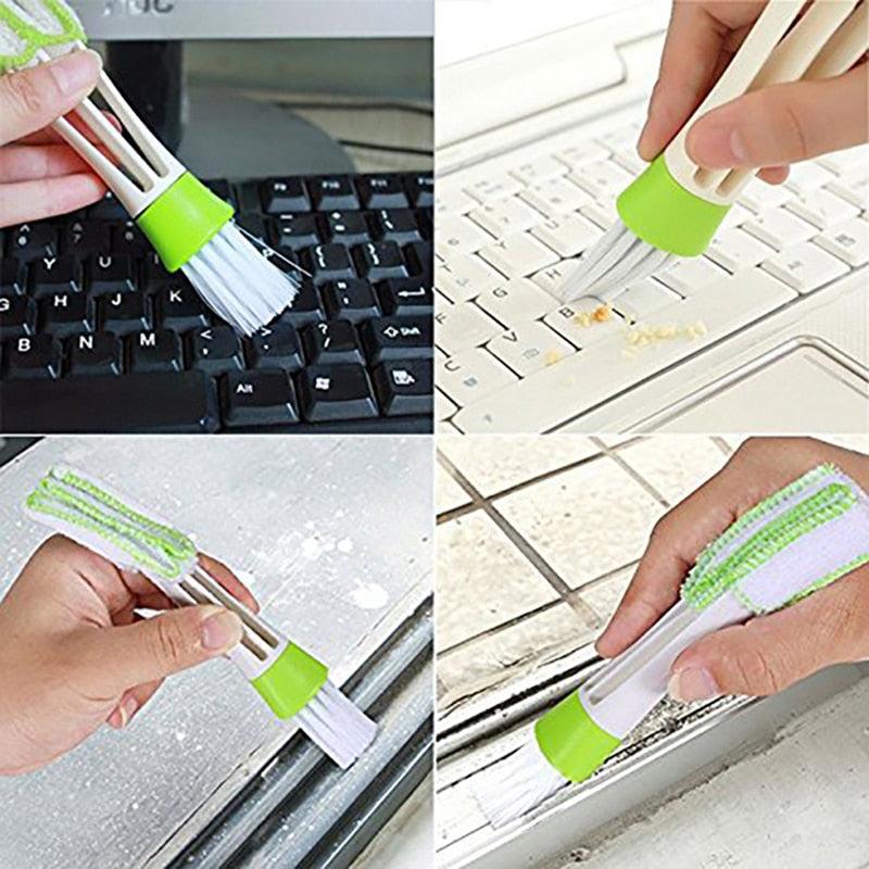 2 In 1 Car Air-Conditioner Outlet Cleaning Tool Multi-purpose Dust Brush Car Accessories Interior Multi-purpose Brush Cleaning Automotive Air Conditioner Cleaner Brush Dust Collector Cleaning Cloth Tool Hand Held Magic Brush Blind Duster for Cars - Image 3