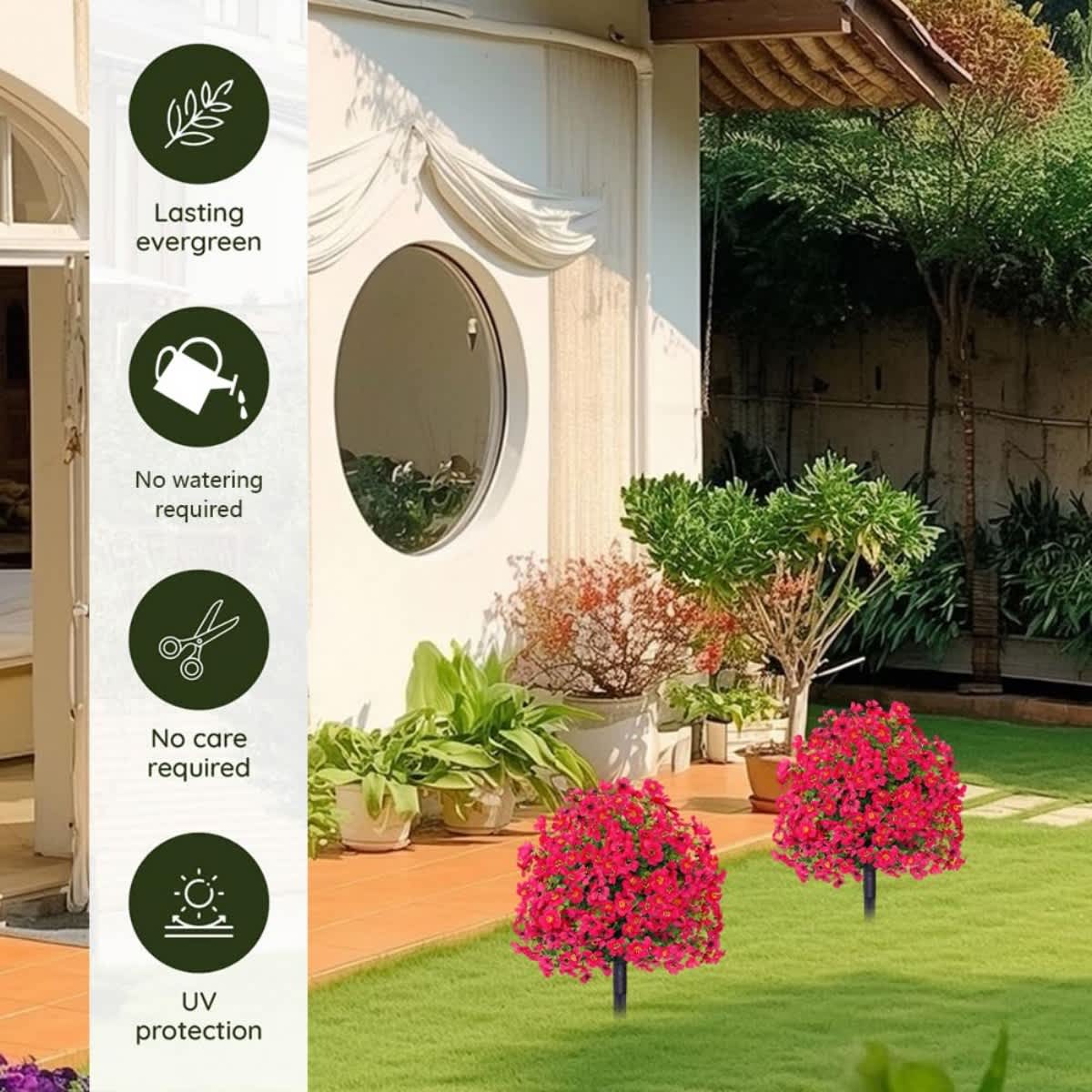 2-Pack Outdoor Artificial Flower Bush Stakes - Image 18