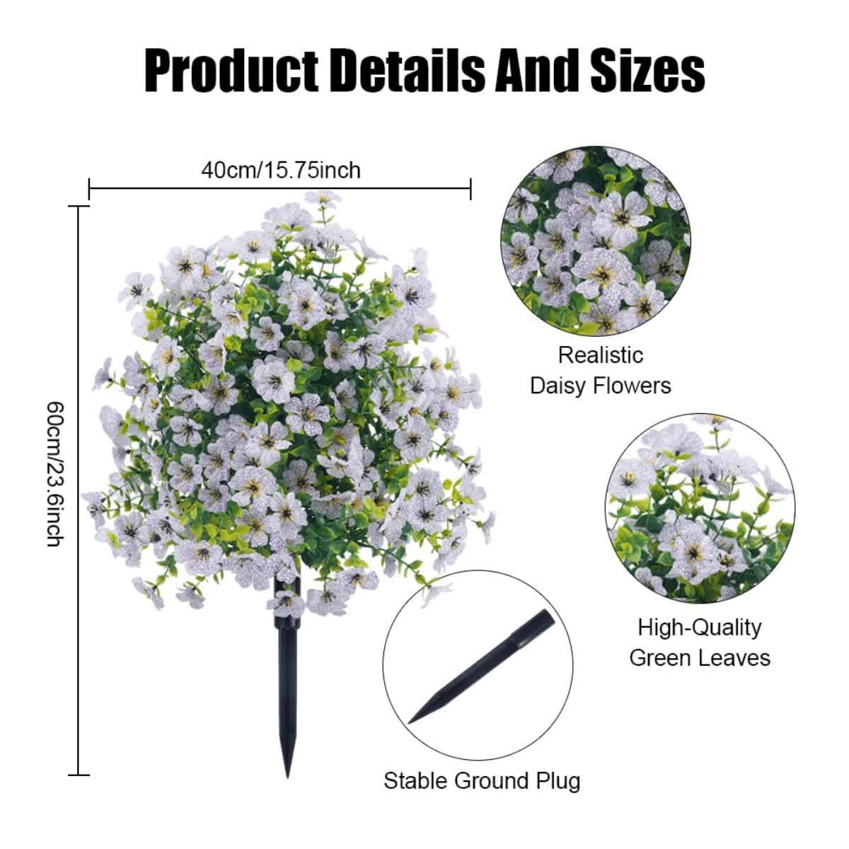 2-Pack Outdoor Artificial Flower Bush Stakes - Image 25