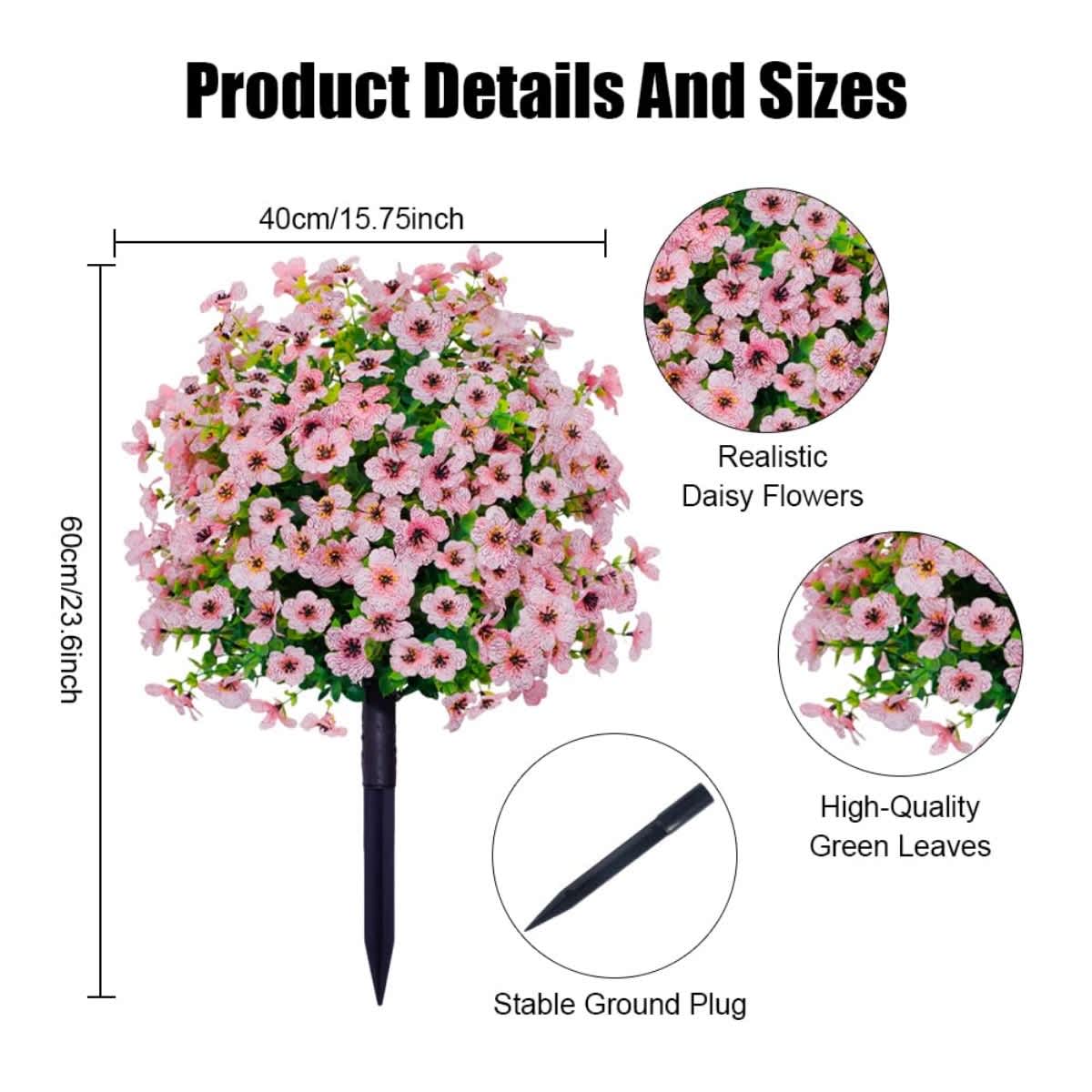 2-Pack Outdoor Artificial Flower Bush Stakes - Image 42