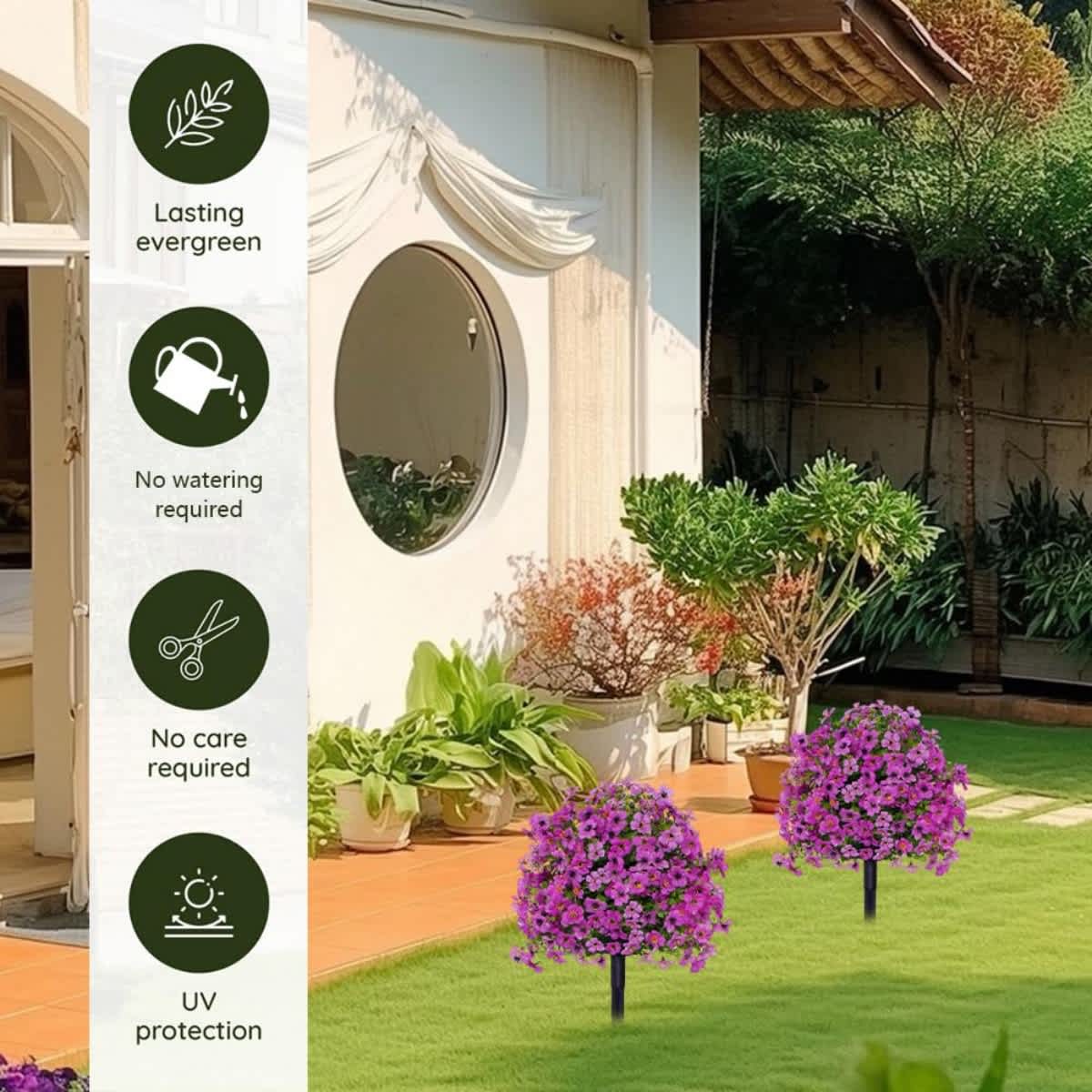 2-Pack Outdoor Artificial Flower Bush Stakes - Image 55