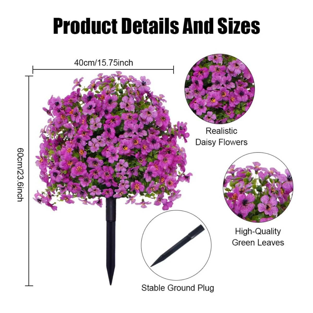 2-Pack Outdoor Artificial Flower Bush Stakes - Image 56