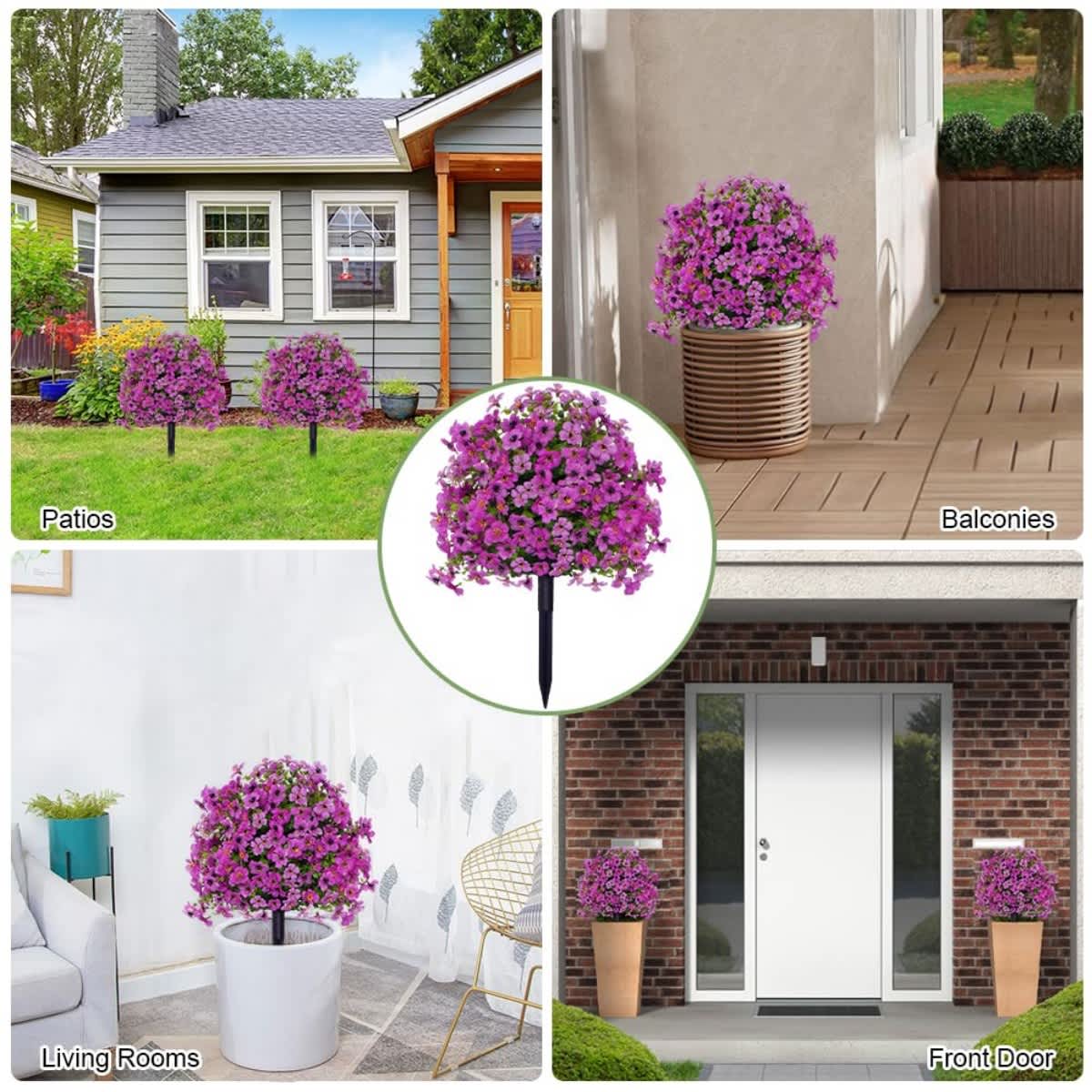 2-Pack Outdoor Artificial Flower Bush Stakes - Image 57