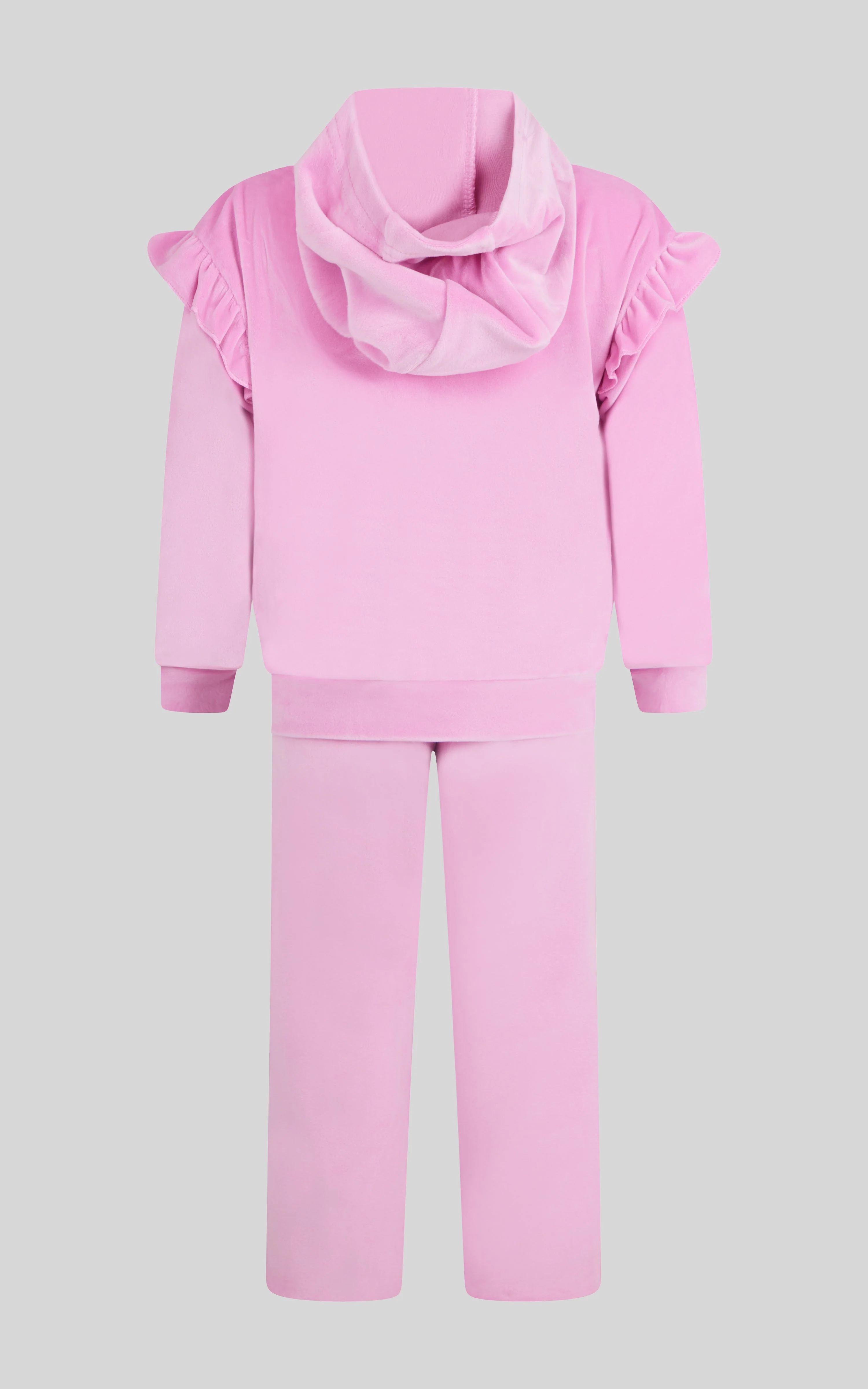 2 PC Little Girls Velour Lili Pullover Hoodie w Ruffle Detail + Little Girls Velour Flare - Image 2