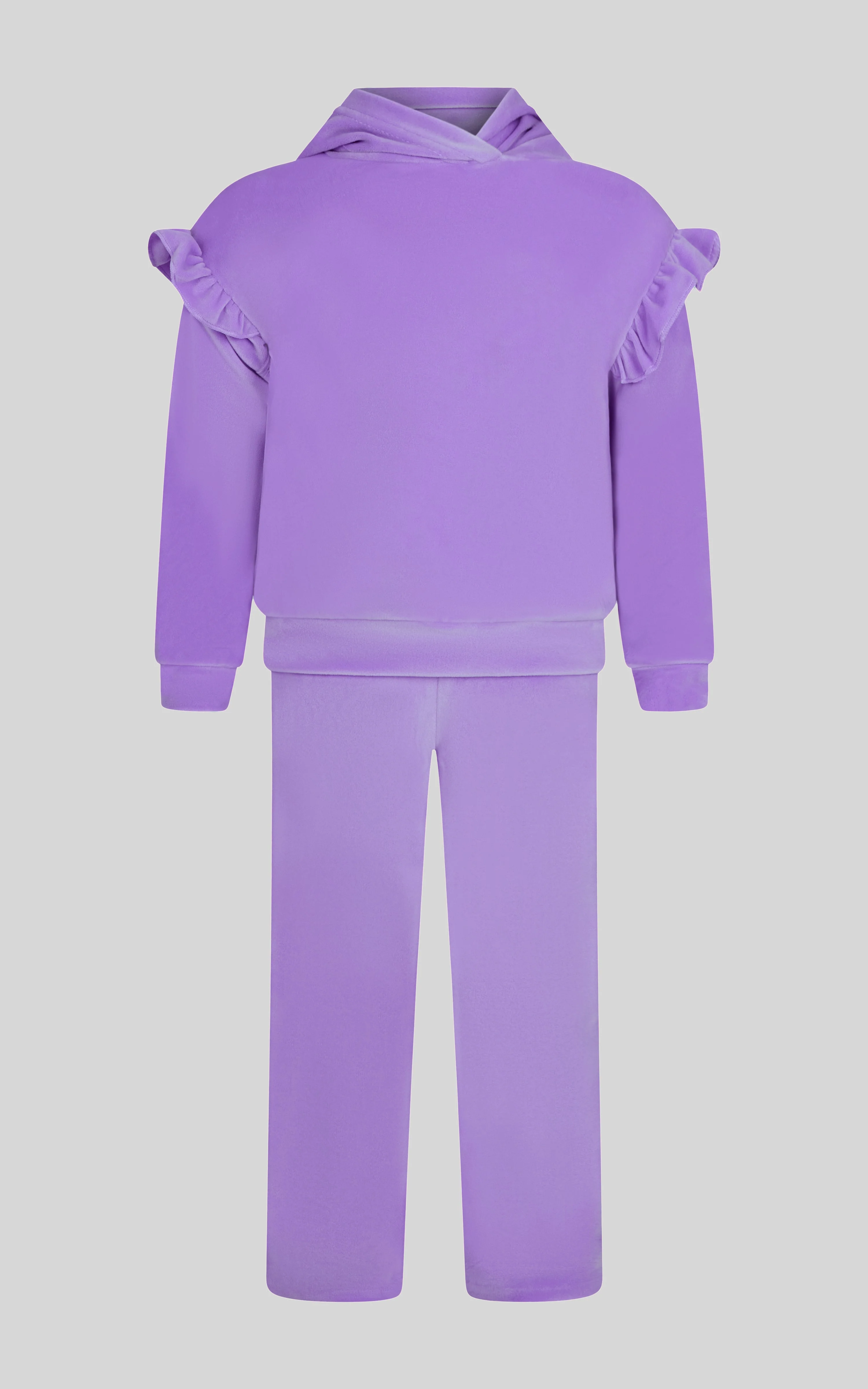2 PC Little Girls Velour Lili Pullover Hoodie w Ruffle Detail + Little Girls Velour Flare - Image 3
