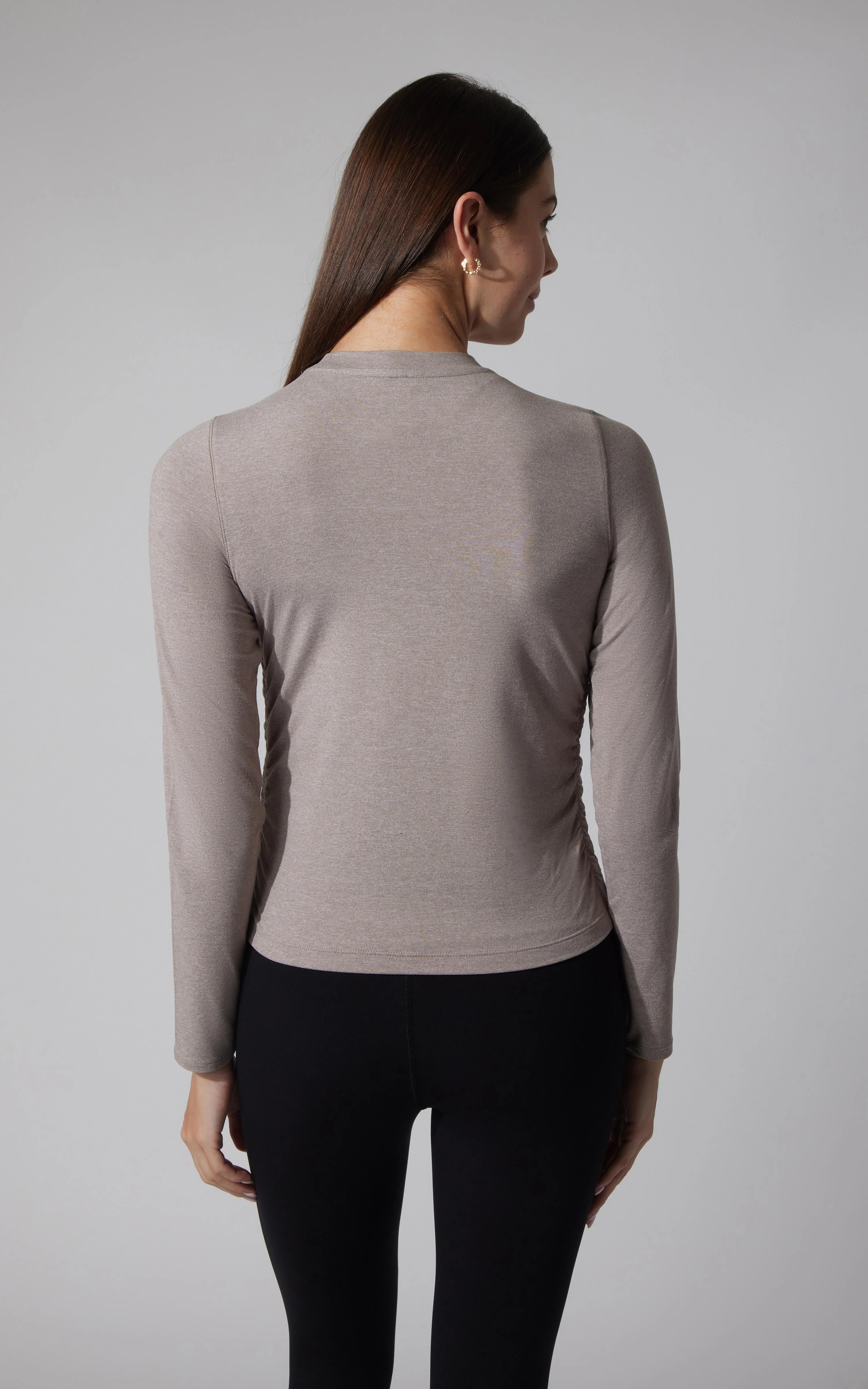 2 PK Cationic Jersey Crew Neck Top with Side Ruching and Everyday Crew Neck Top - Image 8