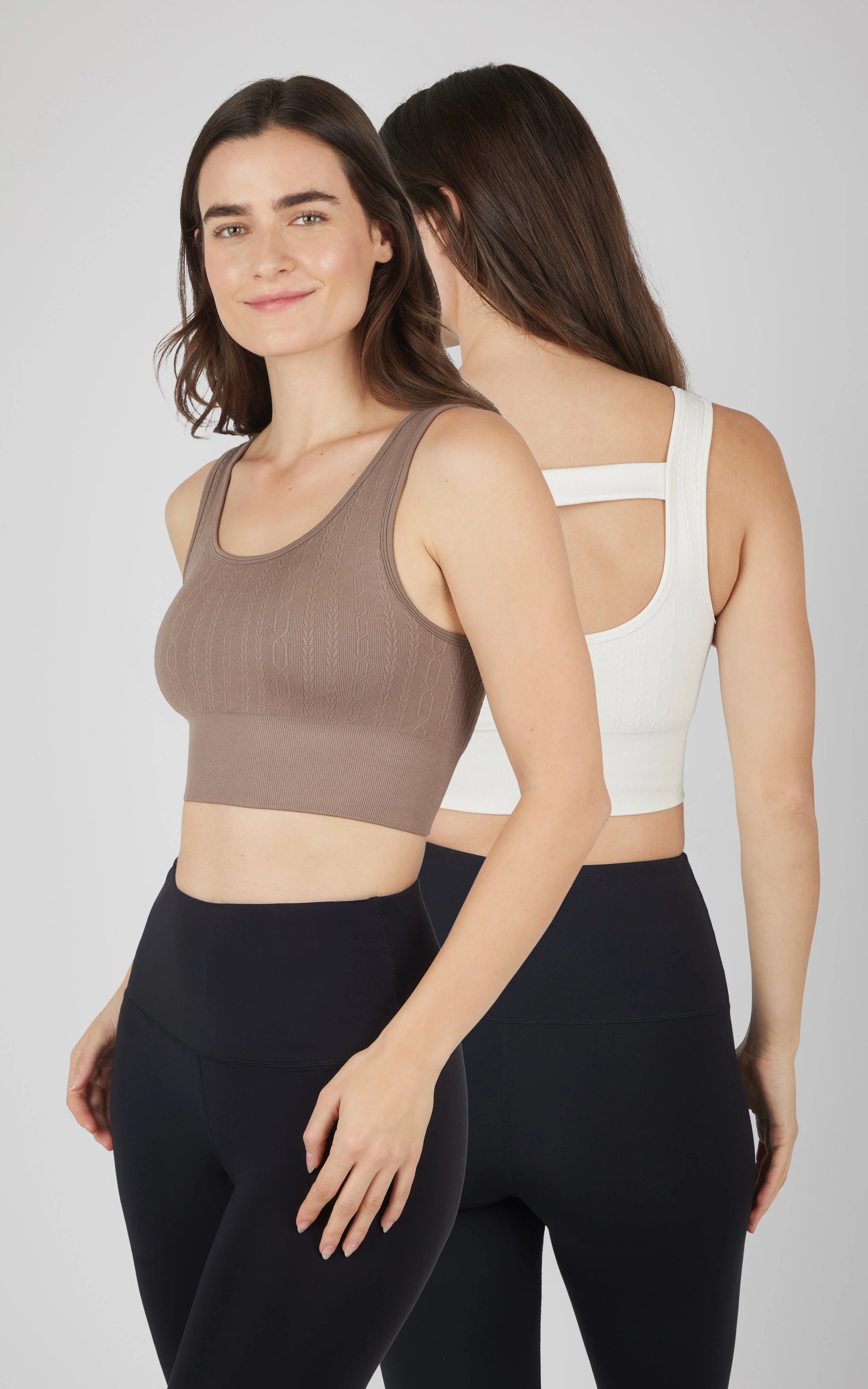 2 PK Seamless Cable Knit Texture Bra Top - Image 26