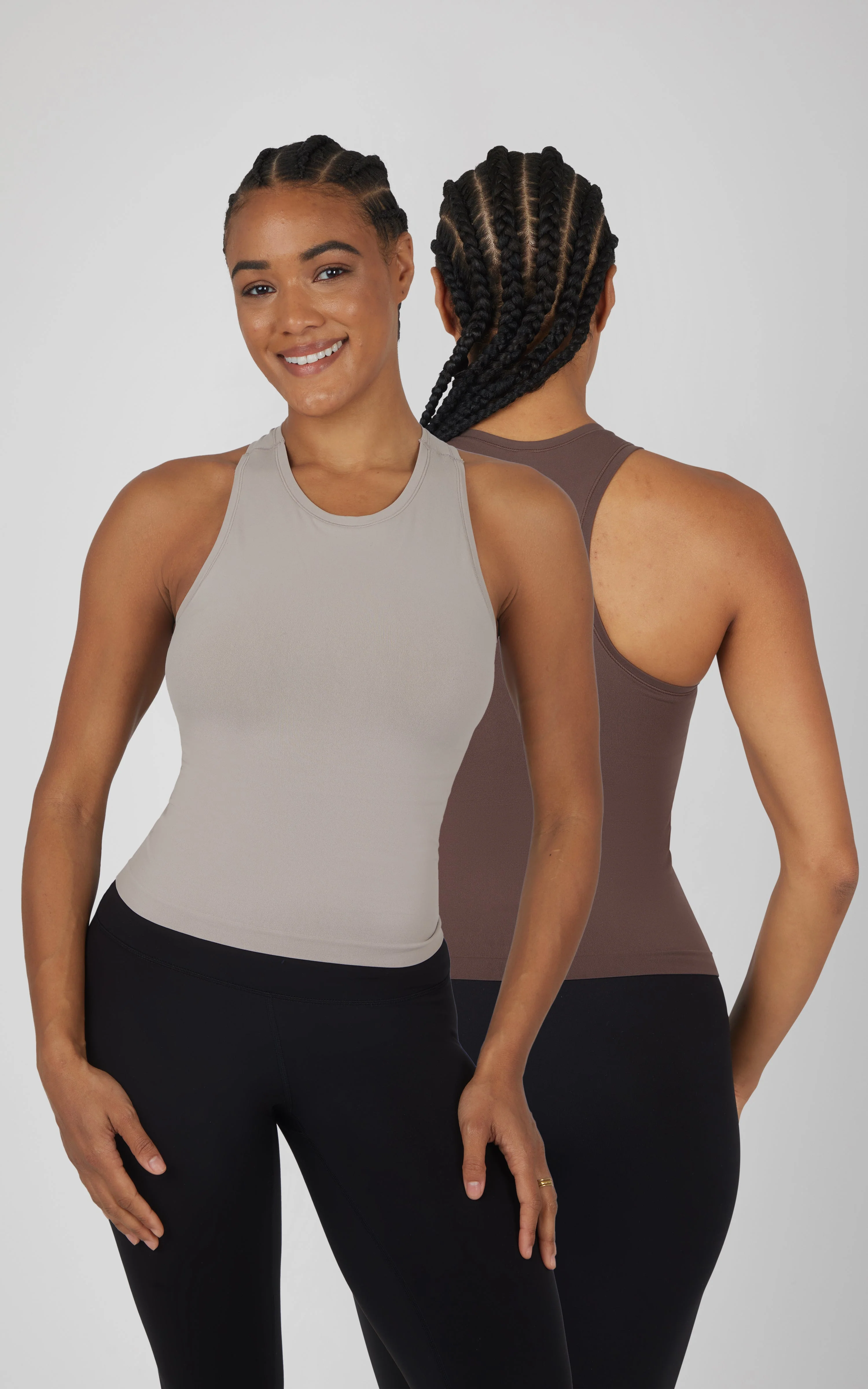 2 PK Seamless Racerback Tank Top with Built in Bra - Image 11