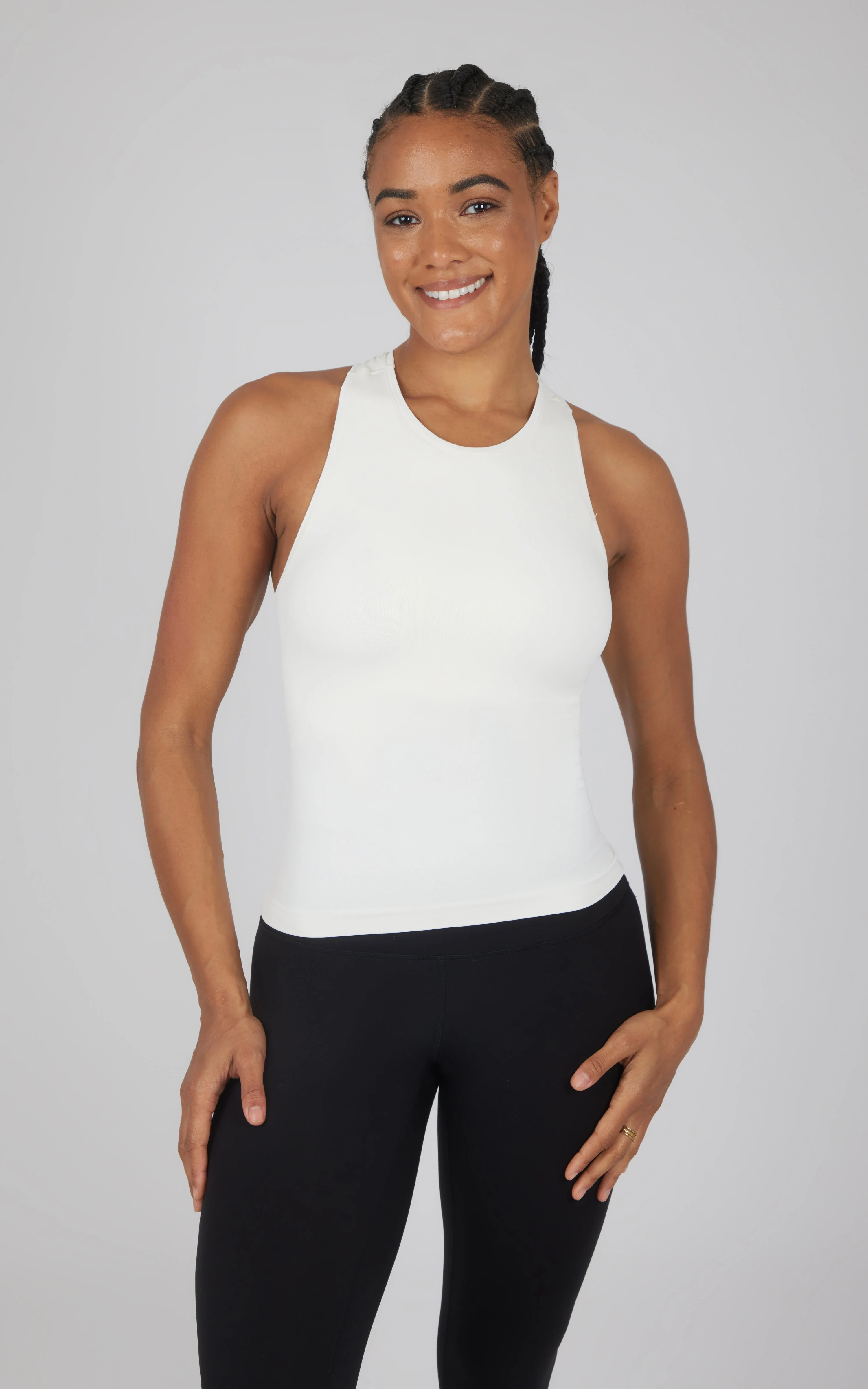 2 PK Seamless Racerback Tank Top with Built in Bra - Image 2