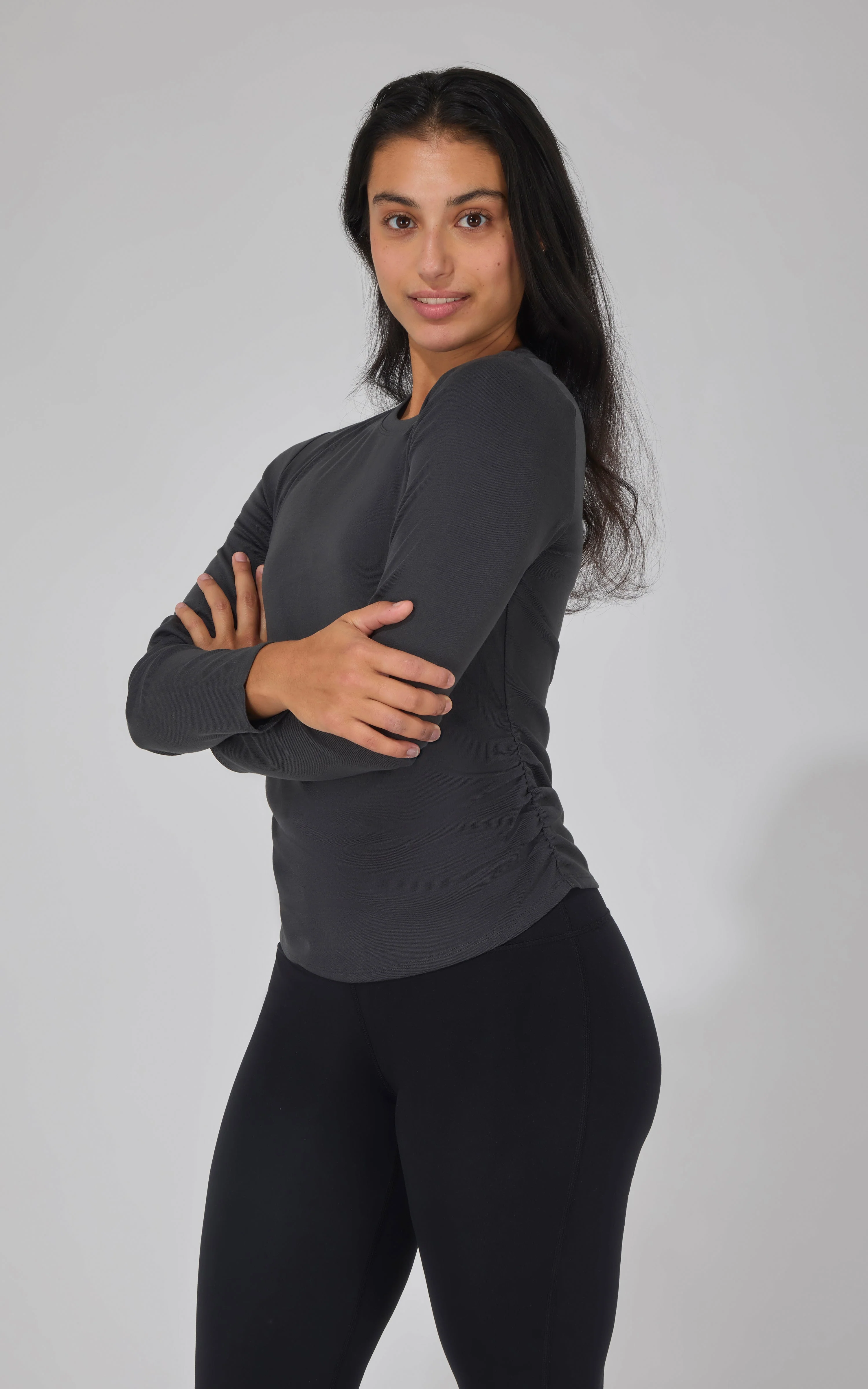 2 PK Side Ruched Long Sleeve Top - Image 6