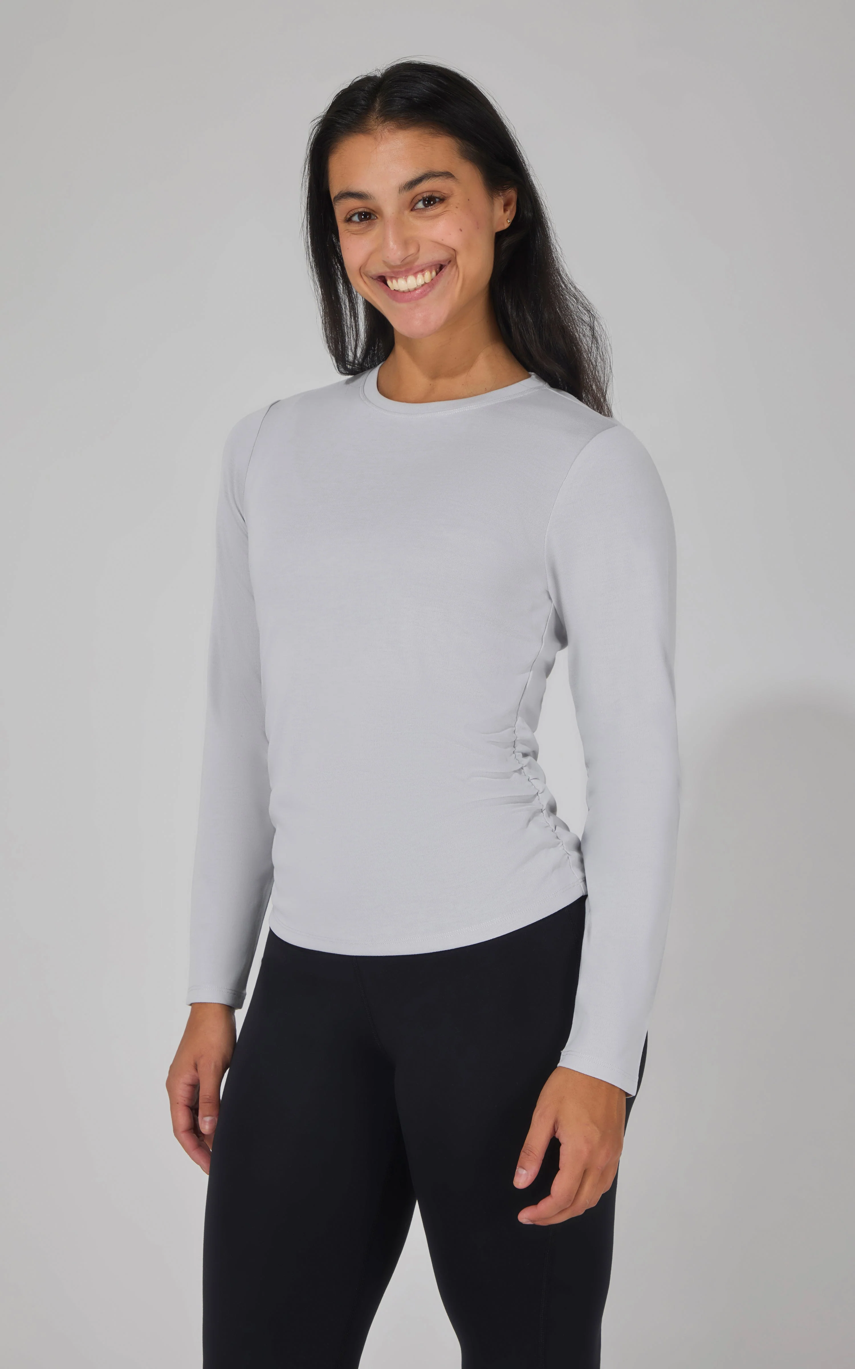 2 PK Side Ruched Long Sleeve Top - Image 8