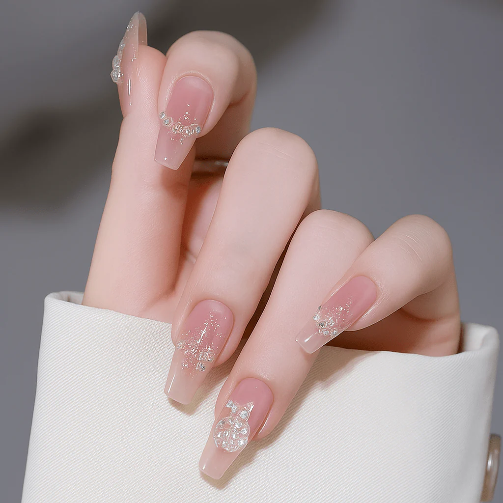 24-Piece Press On Nails Set – Fake Crystal Nails with Glue - Image 14