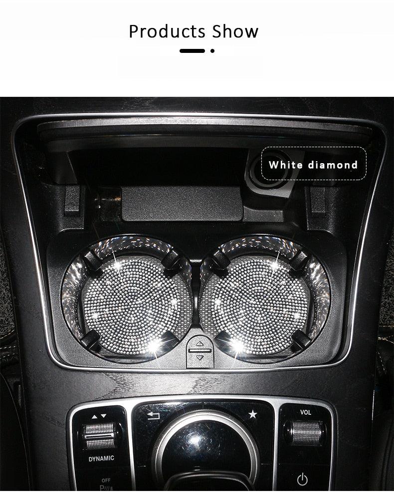 2PCS Diamond Car Coaster Water Cup Slot Non-Slip Mat Silica Gel Pad Bling Car Coasters Silicone Crystal Car Cup Holder Mat Car Gadget Universal Bling Car Cup Mat Holder Insert Crystal Rhinestone Vehicle Cup Coaster Bling Car Accessories for Woman - Image 10