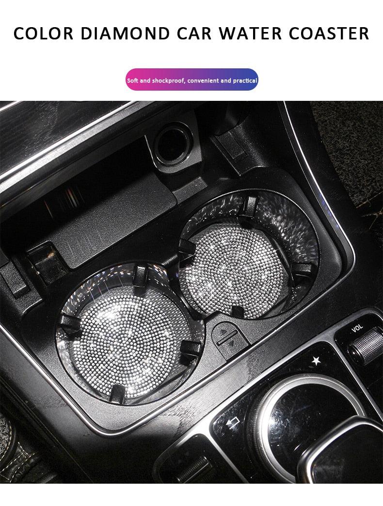 2PCS Diamond Car Coaster Water Cup Slot Non-Slip Mat Silica Gel Pad Bling Car Coasters Silicone Crystal Car Cup Holder Mat Car Gadget Universal Bling Car Cup Mat Holder Insert Crystal Rhinestone Vehicle Cup Coaster Bling Car Accessories for Woman - Image 11