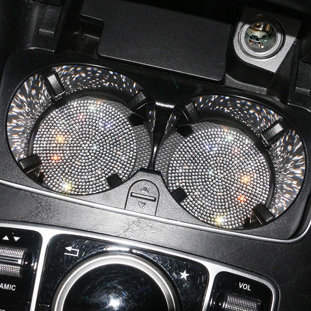 2PCS Diamond Car Coaster Water Cup Slot Non-Slip Mat Silica Gel Pad Bling Car Coasters Silicone Crystal Car Cup Holder Mat Car Gadget Universal Bling Car Cup Mat Holder Insert Crystal Rhinestone Vehicle Cup Coaster Bling Car Accessories for Woman - Image 19