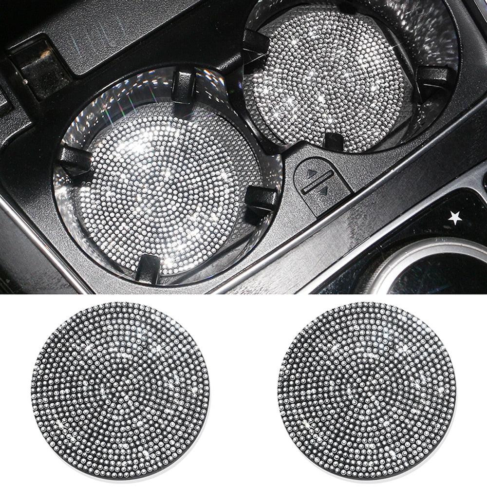 2PCS Diamond Car Coaster Water Cup Slot Non-Slip Mat Silica Gel Pad Bling Car Coasters Silicone Crystal Car Cup Holder Mat Car Gadget Universal Bling Car Cup Mat Holder Insert Crystal Rhinestone Vehicle Cup Coaster Bling Car Accessories for Woman - Image 9