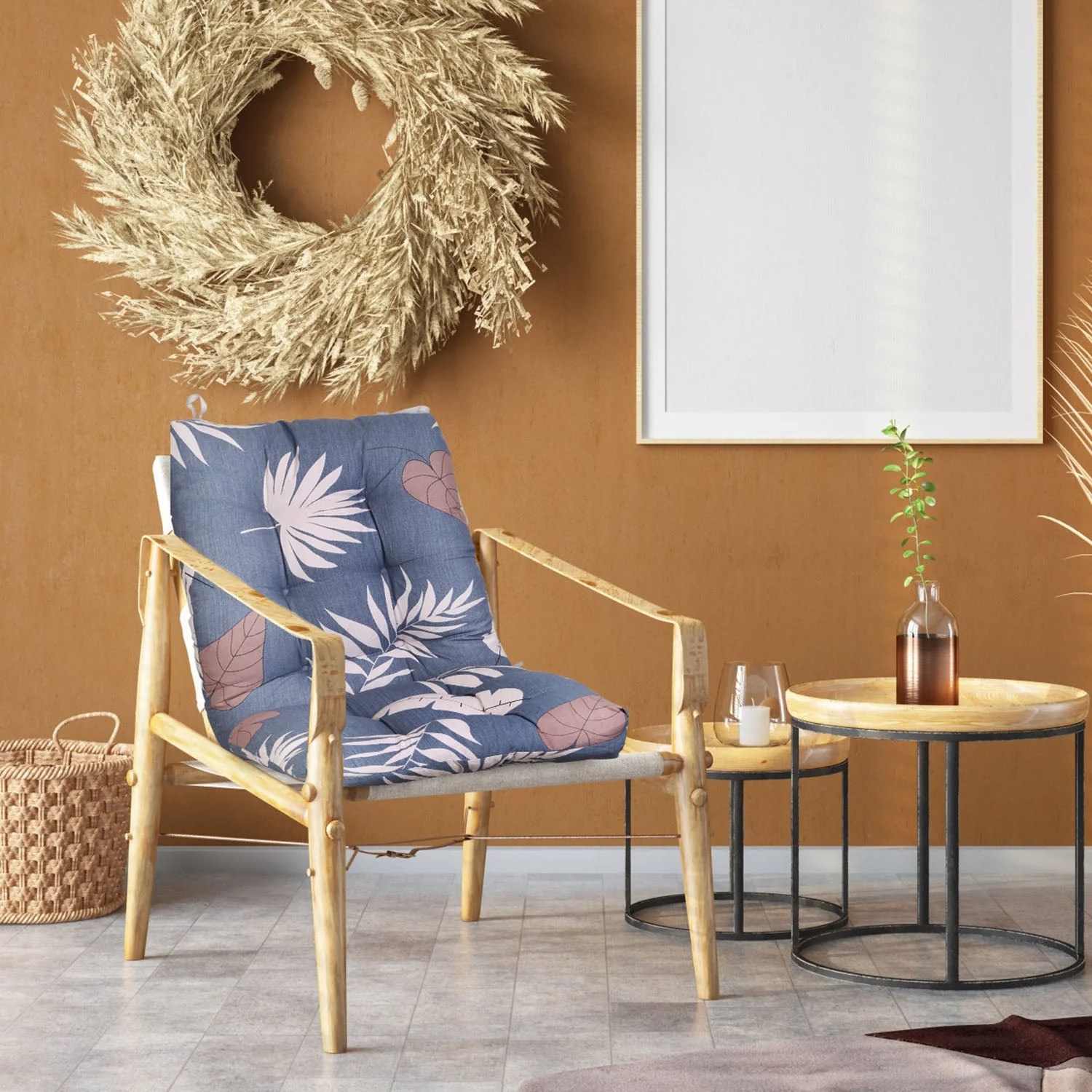 2Pcs Rocking Chair Cushion Upper And Lower Back And Seat Sets with Non-Slip Ties Polyester Fiber Filling Comfortable for Indoor Home Office Car - Image 2