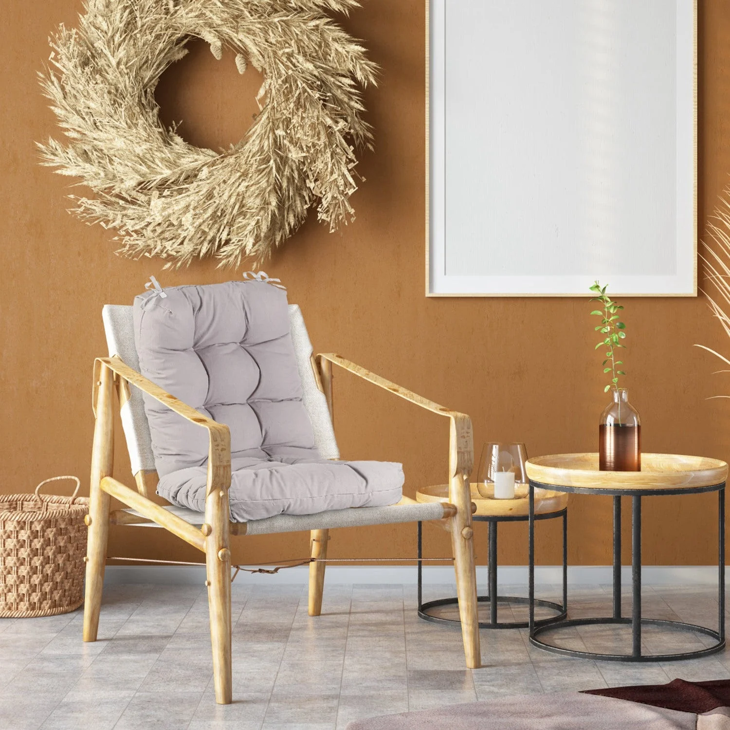 2Pcs Rocking Chair Cushion Upper And Lower Back And Seat Sets with Non-Slip Ties Polyester Fiber Filling Comfortable for Indoor Home Office Car - Image 3