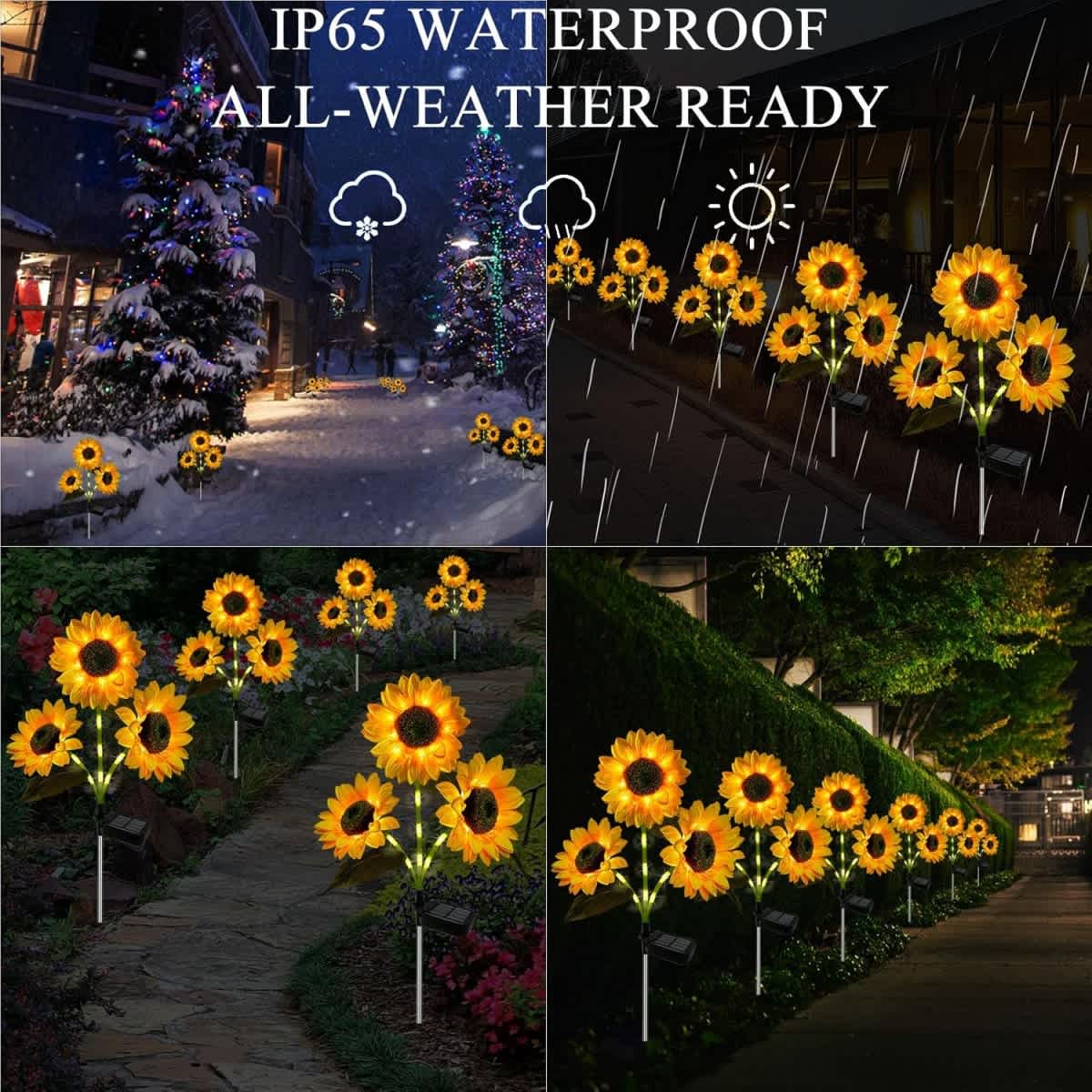 3-Head Sunflower Solar Garden Stake Lights - Image 18