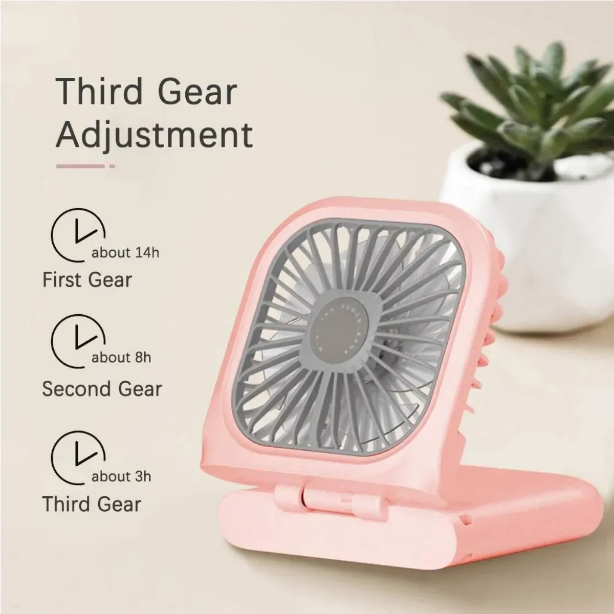 3-Speed USB Rechargeable Mini Fan - Image 7