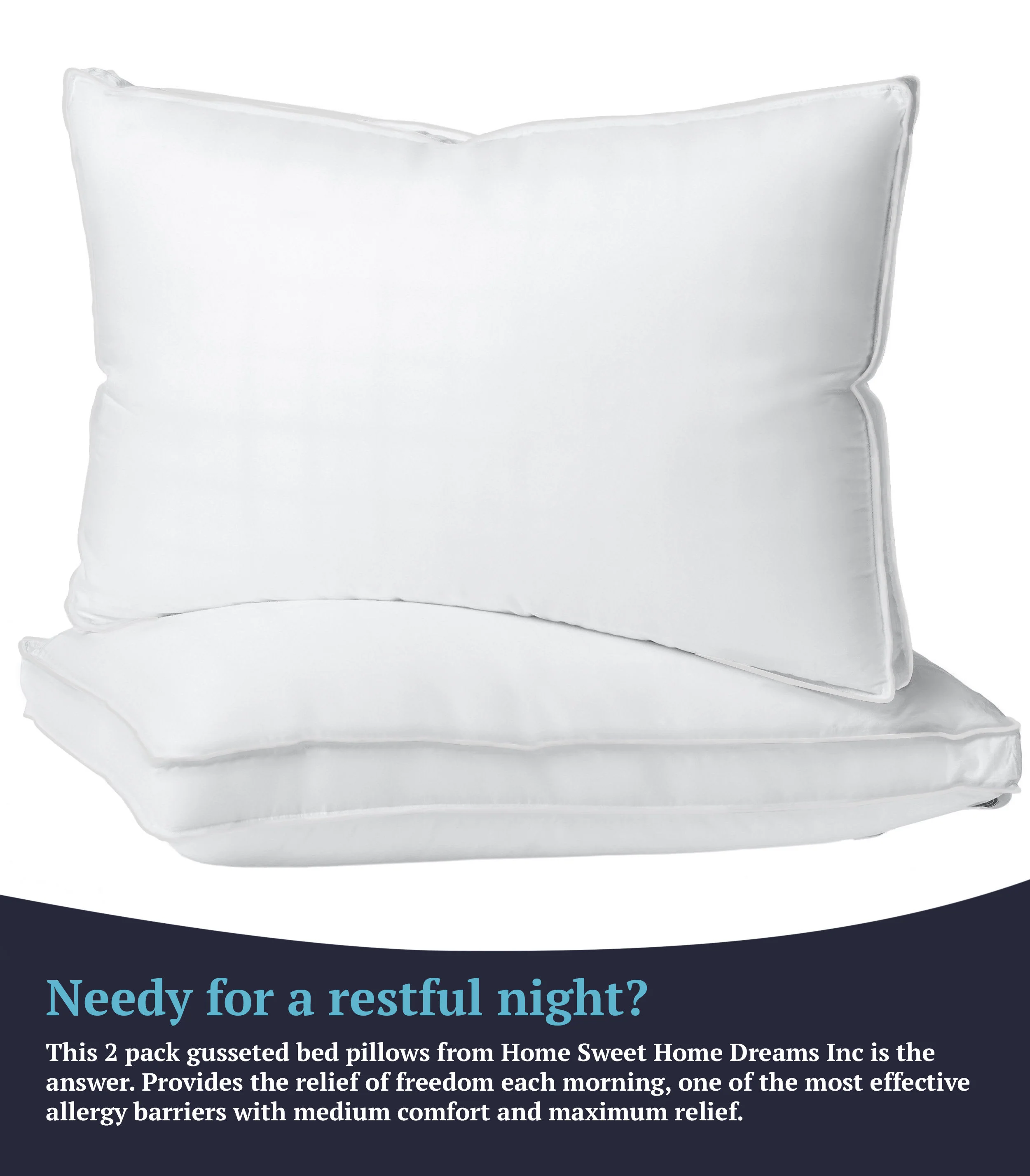 300 TC Cotton Gusseted Pillows – Supportive Down Alternative Bed Pillows - Image 6