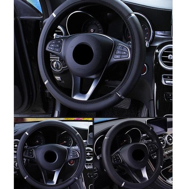 38CM Car Steering Wheel Cover Auto Steering Wheel Braid On The Steering Wheel Cover Case Steering Wheel Cover Universal Microfiber Leather Viscose Breathable Anti-Slip Universal Genuine Leather Auto Car Steering Wheel Cover Car Accessories - Image 2