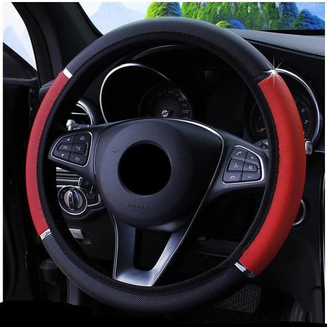 38CM Car Steering Wheel Cover Auto Steering Wheel Braid On The Steering Wheel Cover Case Steering Wheel Cover Universal Microfiber Leather Viscose Breathable Anti-Slip Universal Genuine Leather Auto Car Steering Wheel Cover Car Accessories - Image 3