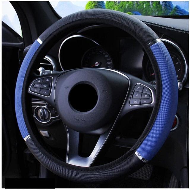 38CM Car Steering Wheel Cover Auto Steering Wheel Braid On The Steering Wheel Cover Case Steering Wheel Cover Universal Microfiber Leather Viscose Breathable Anti-Slip Universal Genuine Leather Auto Car Steering Wheel Cover Car Accessories - Image 4