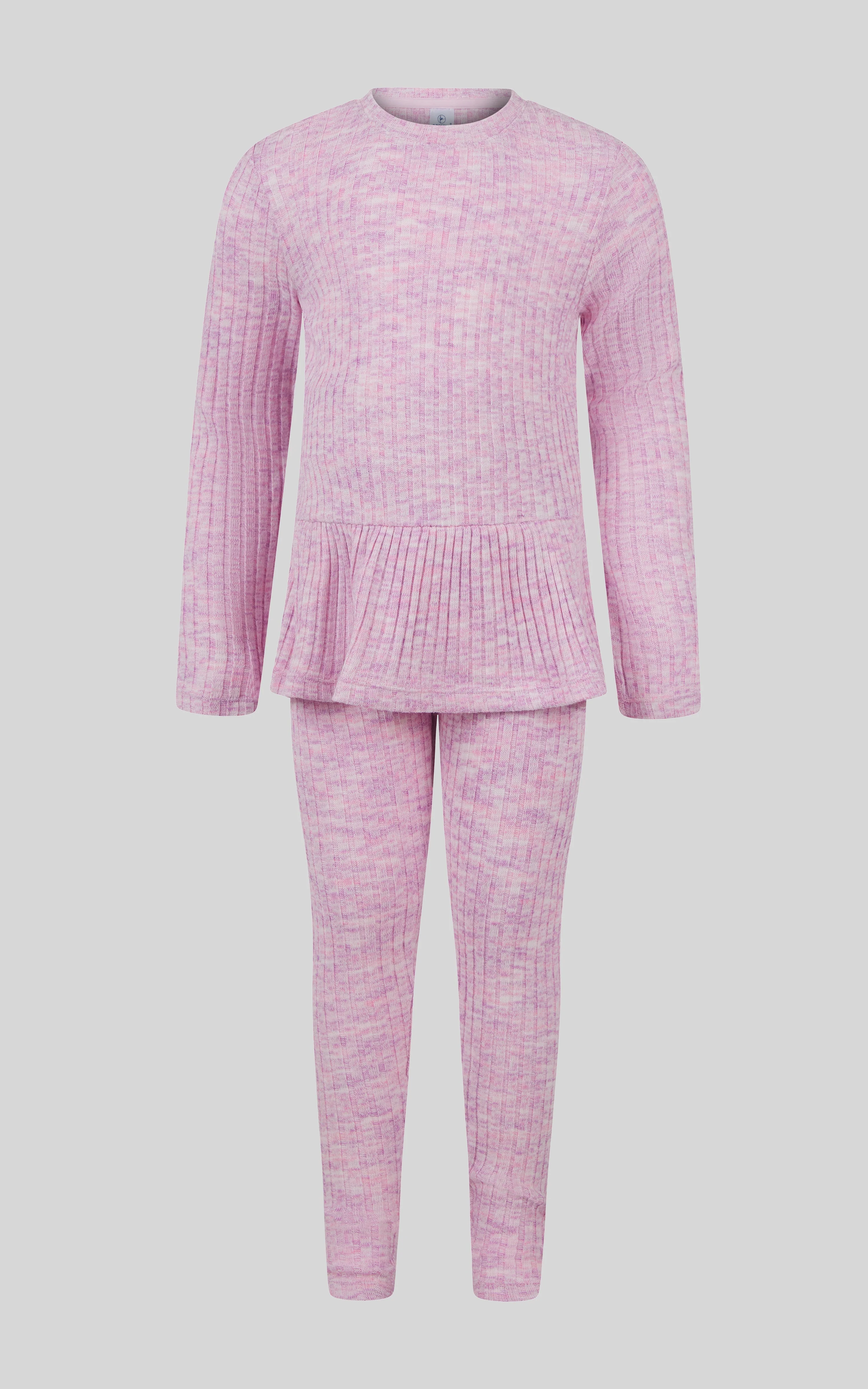 4-6X 2 PC Ribbed Space Dye Peplum Pullover + Legging Set - Image 9
