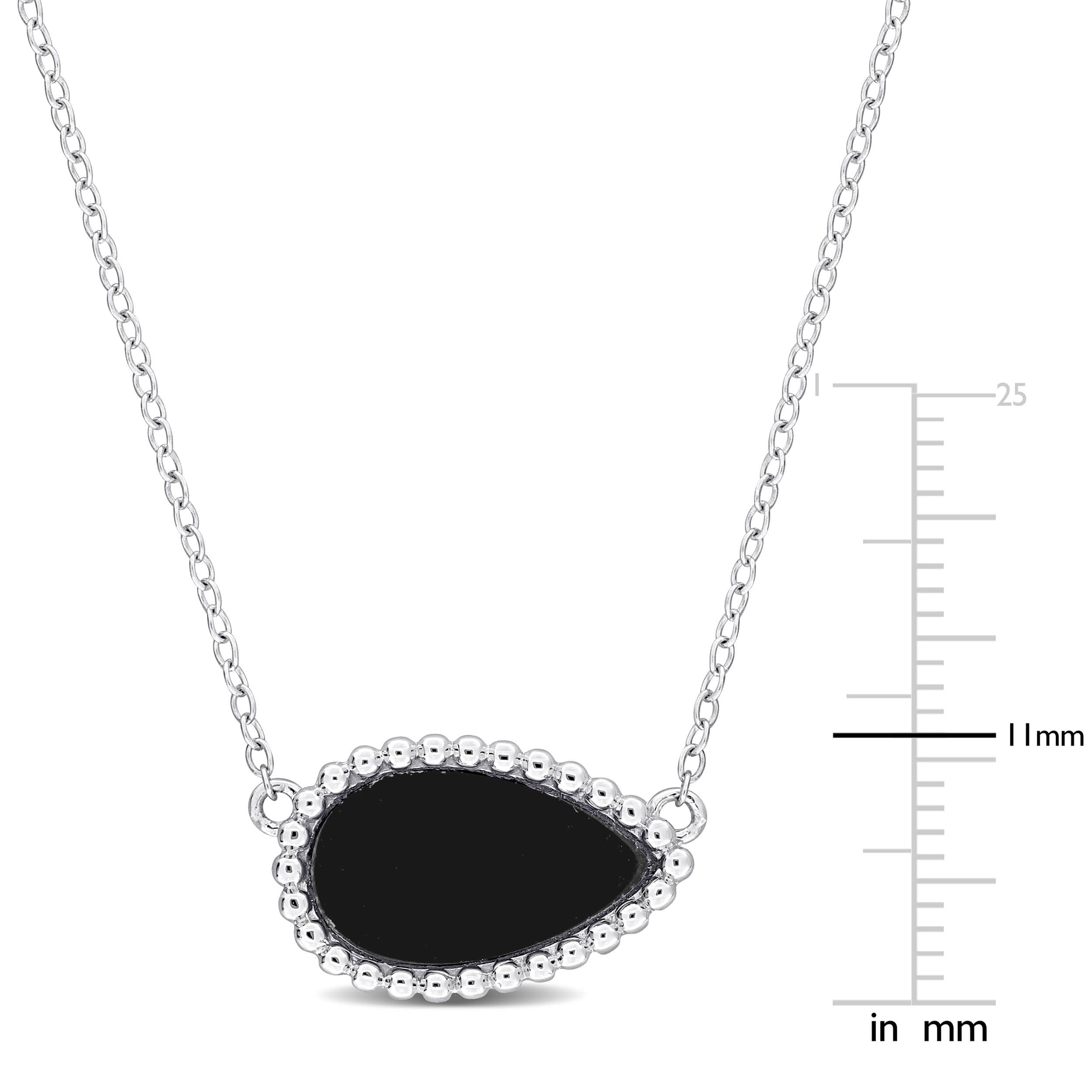 4 CT TGW Black Agate Necklace With Chain Silver Length (inches): 17 - Image 3