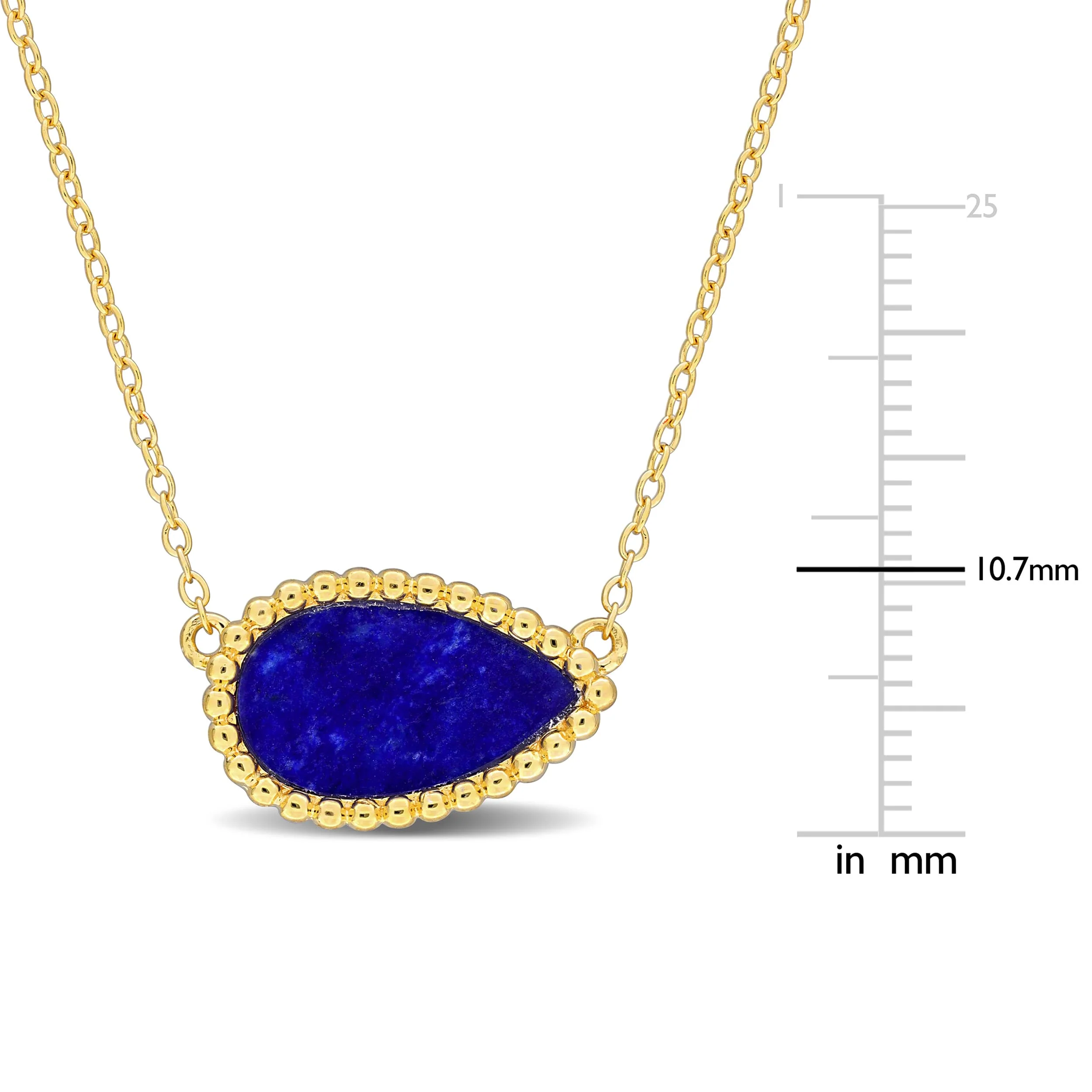 4 CT TGW Lapis Necklace With Chain Yellow Silver Length (inches): 17 - Image 3
