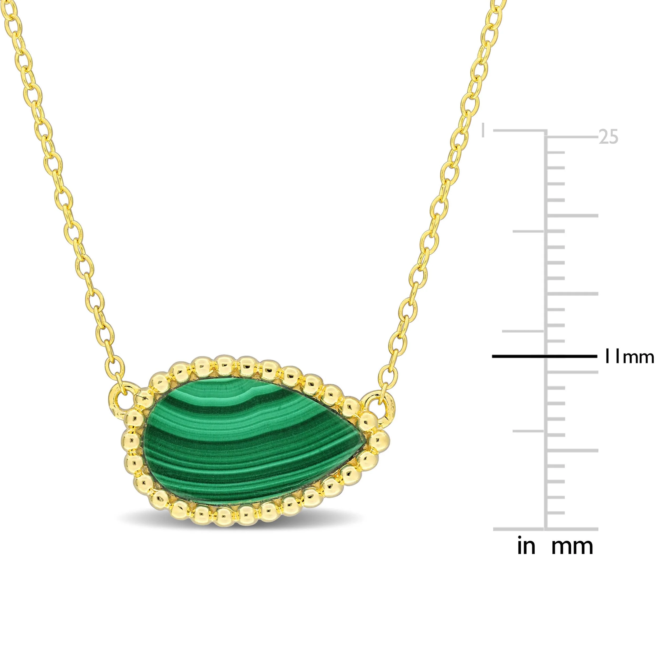 4 CT TGW Malachite Necklace With Chain Yellow Silver Length (inches): 17 - Image 3