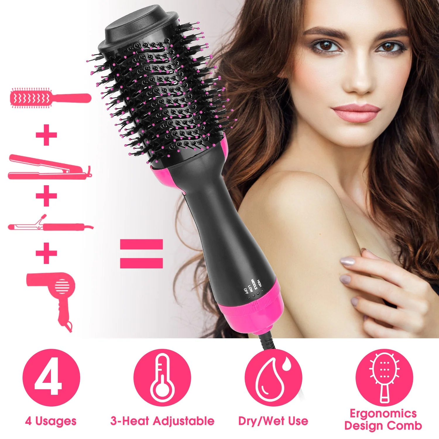 4-In-1 Hot Hair Volumizer Dryer Brush - Image 2
