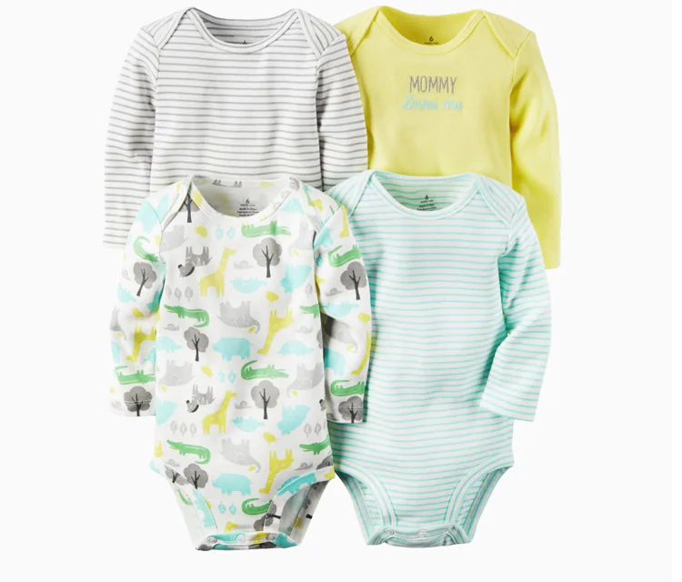 4-Piece Long Sleeve Baby Bodysuit Set for Spring/Fall - Image 12