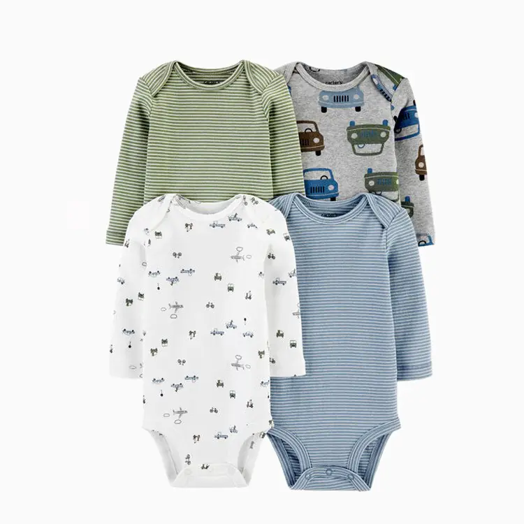 4-Piece Long Sleeve Baby Bodysuit Set for Spring/Fall - Image 2