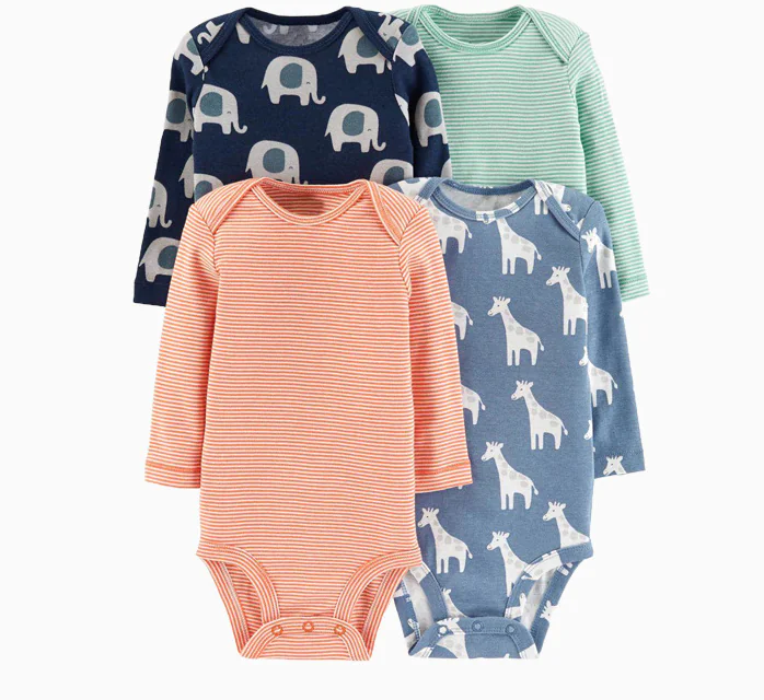 4-Piece Long Sleeve Baby Bodysuit Set for Spring/Fall - Image 9