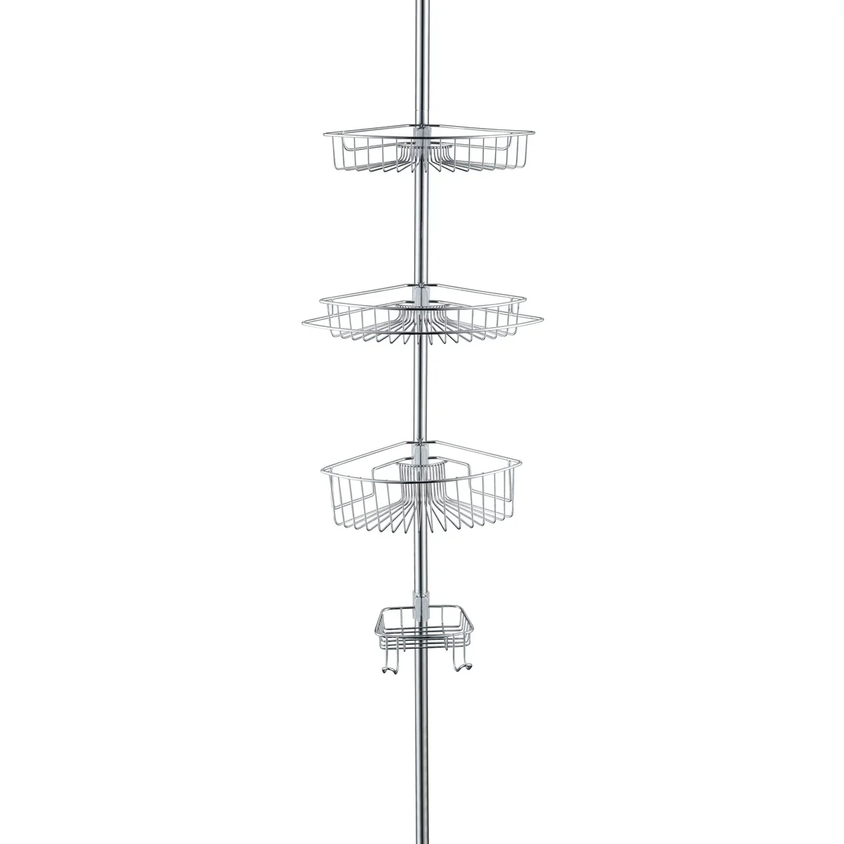 J&V Textiles 4 Tier Rustproof Shower Caddy Corner Organizer With Adjustable Shelves and Tension Pole - Image 11