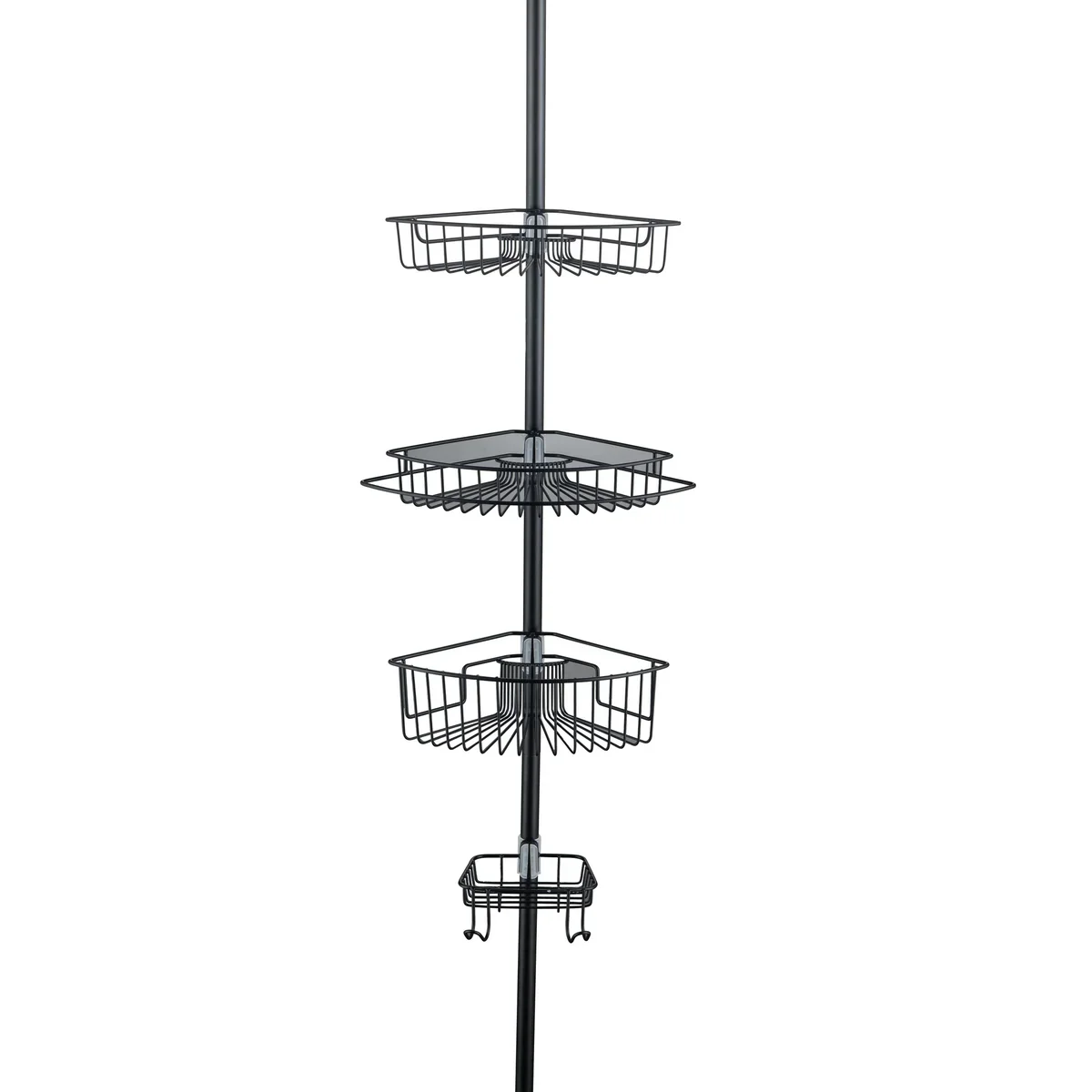 J&V Textiles 4 Tier Rustproof Shower Caddy Corner Organizer With Adjustable Shelves and Tension Pole - Image 17
