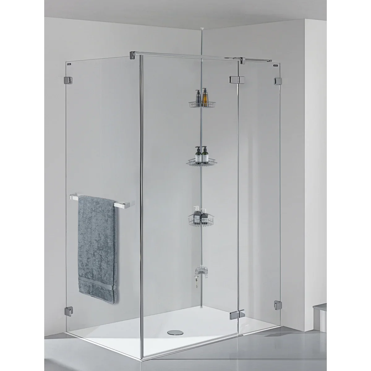 J&V Textiles 4 Tier Rustproof Shower Caddy Corner Organizer With Adjustable Shelves and Tension Pole - Image 5