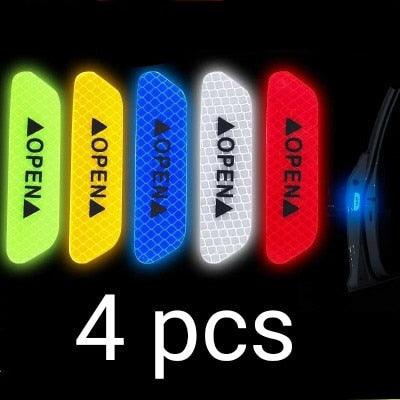 4PCS Car Accessories Car Stickers Reflective Warning Sticker Wheel Eyebrows Door Opening Sticker Diamond Wheel Reflective Strip Universal Door Open Reflective Warning Stickers Auto Open Sign Anti-Collision Safety Reflective Decal Tape - Image 5